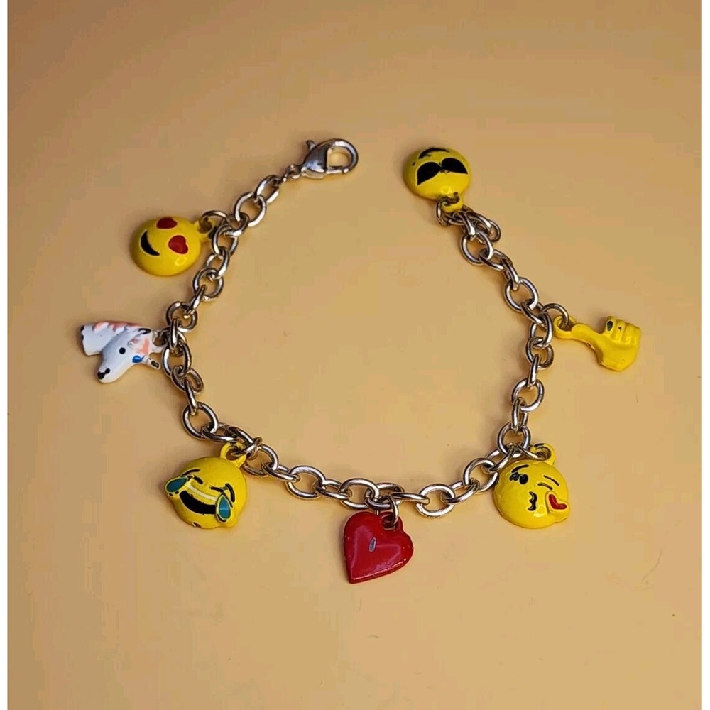 Yellow Emoji Charm Bracelet Smiley Face Heart Laughing‎ Unicorn FREE $HIPPING!